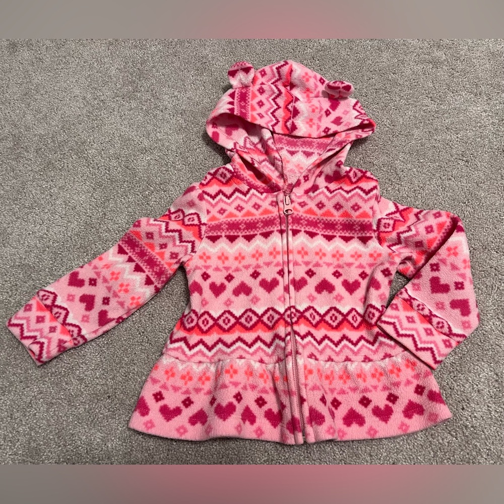 ⭐️ 5/$25 ⭐️ Children’s Place Pink Fleece Zip Up Hoodie Sweater 18-24M